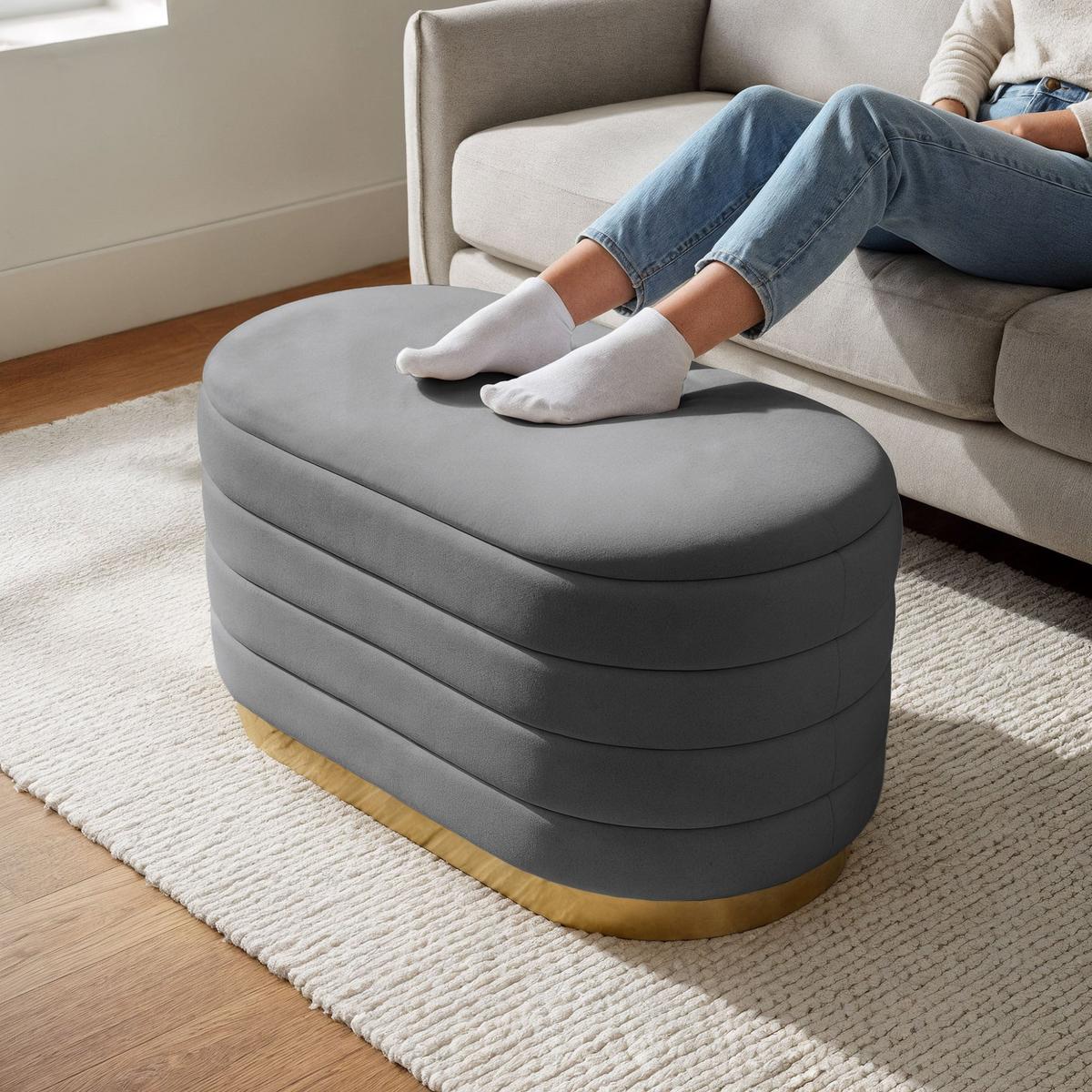 POLSTERBANK mi Stauraum Graphit - Grau, Textil (80/42/42cm) - RAUMHIRSCH FURNITURE