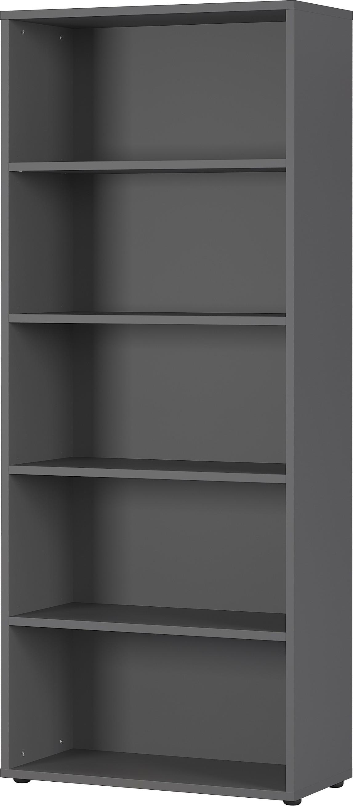 AKTENREGAL Universal FRANKFURT groß 80x197cm, 5 Ordnerhöhen, Graphit - Schwarz, Holzwerkstoff (80/197/40cm) - KADIMA DESIGN