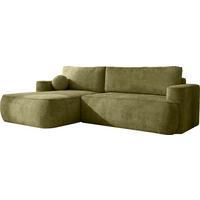 ECKSOFA Marion mit Schlaffunktion & Bettkasten in Chenille Grün, Links 267/154/83 cm - Schwarz/Grün, Kunststoff/Textil (267/154cm) - WFL GROUP