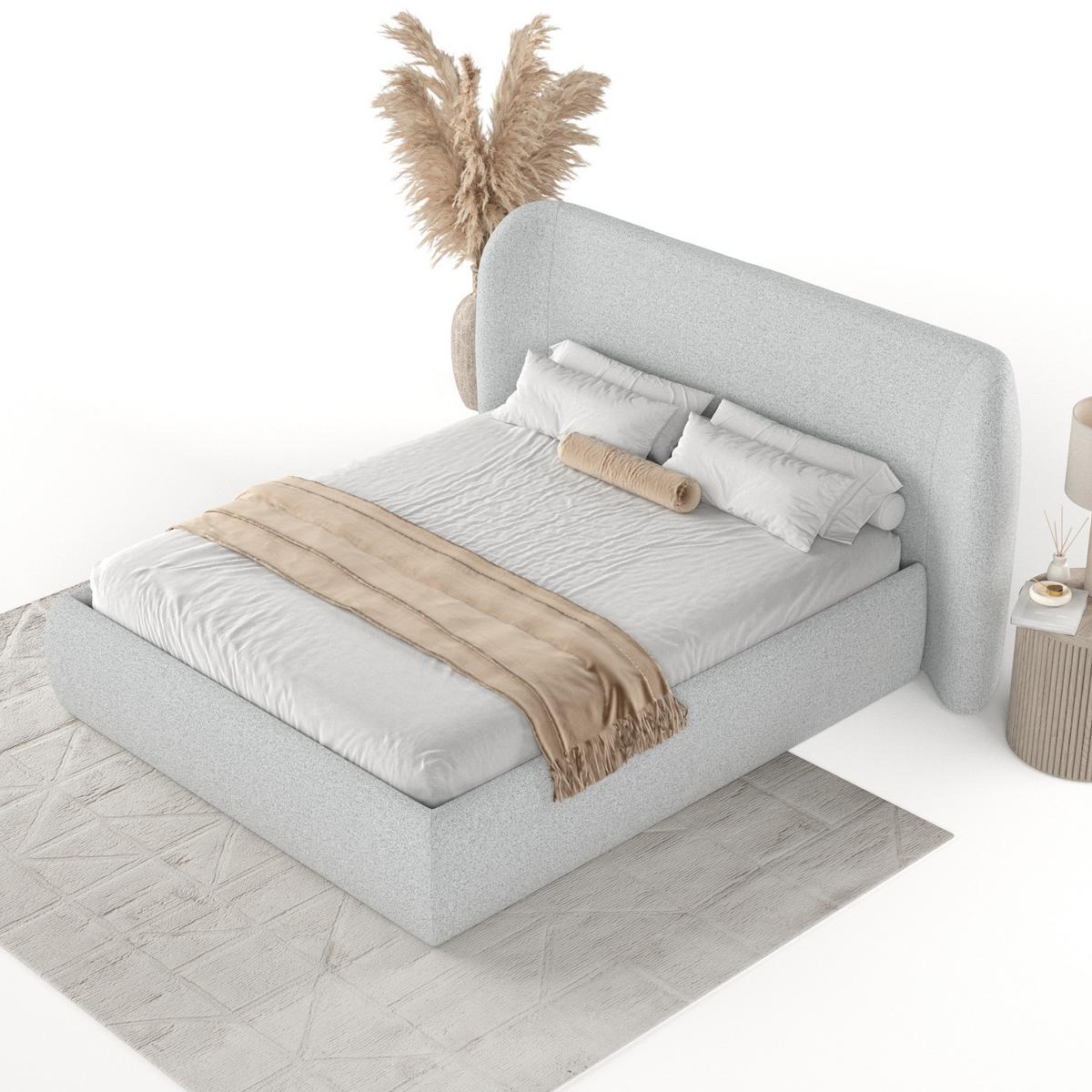 POLSTERBETT Bellano mit Stauraum 200/200 cm Hellgrau im Riva Stoff - Hellgrau/Schwarz, Holz/Holzwerkstoff (200/200cm) - AltaBeds