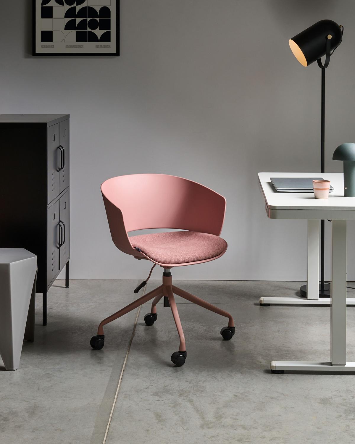 BÜROSTUHL Rosa Gleeful - Pink/Schwarz, Textil (64/77/64cm) - Beliani