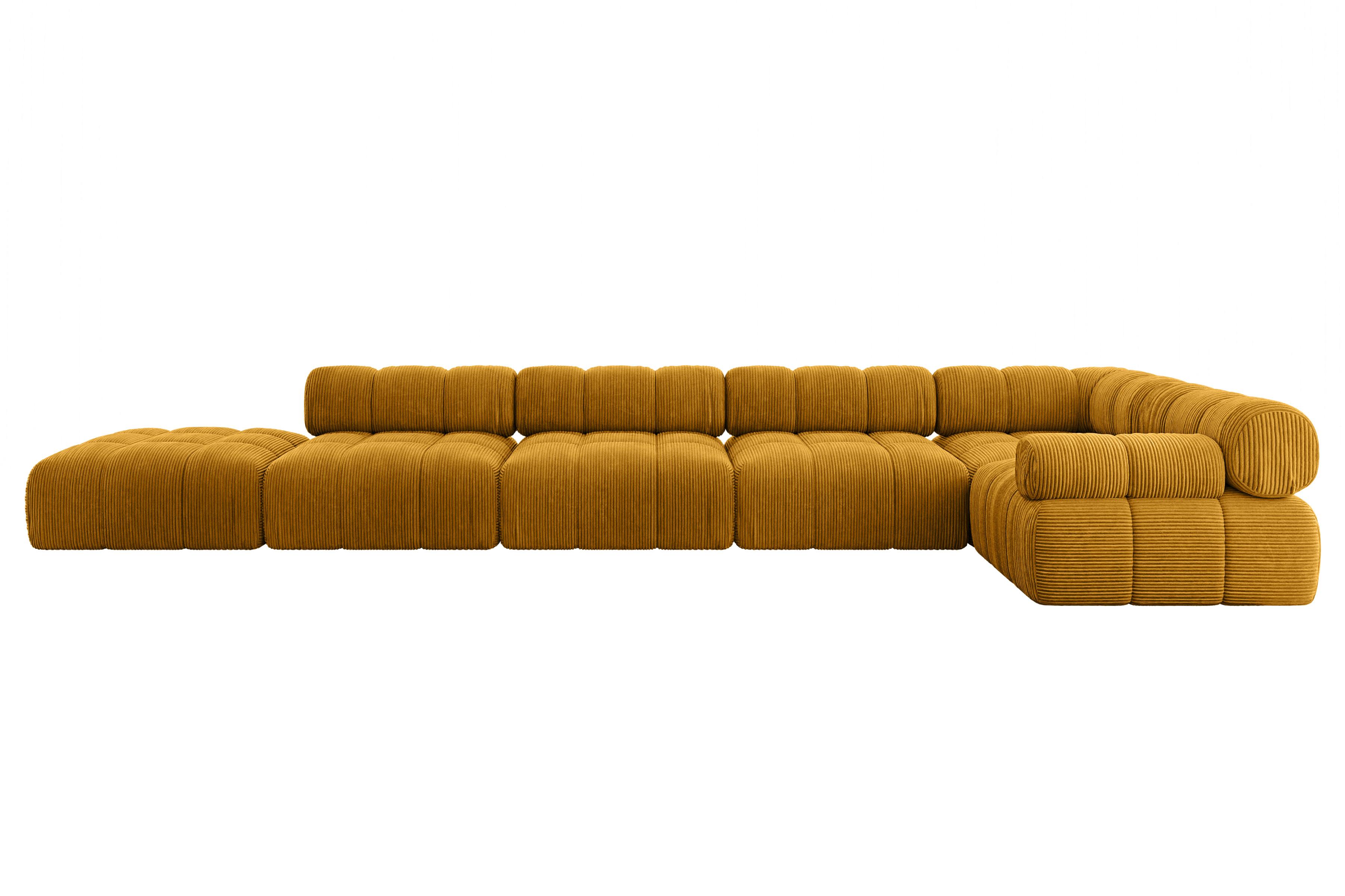 ECKSOFA modulares Sofa Felto-L3 - 475x190x70 cm Senfgelb Cord - Currygelb, Holzwerkstoff/Textil (475/190cm) - ALTDECOR