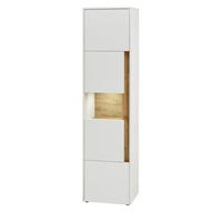 AKTENSCHRANK Weiß matt, Eiche Wotan 50 x 200 cm, Büroschrank mit viel Stauraum und 5 OH - Eichefarben/Eiche Wotan, Glas/Holzwerkstoff (50/200/40cm) - Furn.Design
