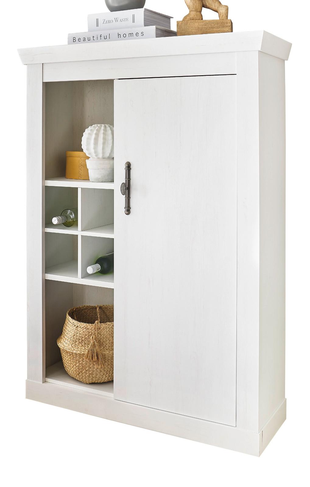 KOMMODE weiß Pinie Landhaus, Highboard 105 x 146 cm, Soft-Close-Funktion - Weiß, Holzwerkstoff/Kunststoff (107/146/38cm) - Furn.Design