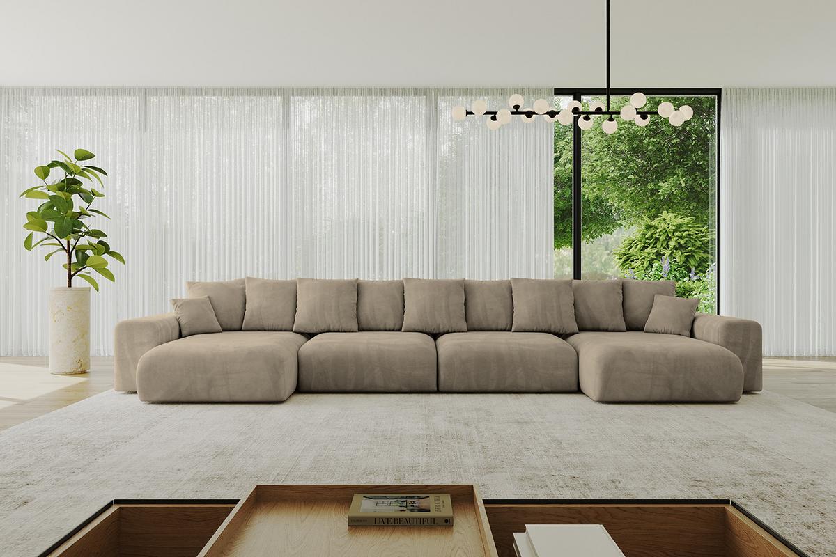 WOHNLANDSCHAFT mit Schlaffunktion ESKAR-U2-464x176x72cm Braun - Braun, Holzwerkstoff/Kunststoff (176/72/464cm) - ALTDECOR
