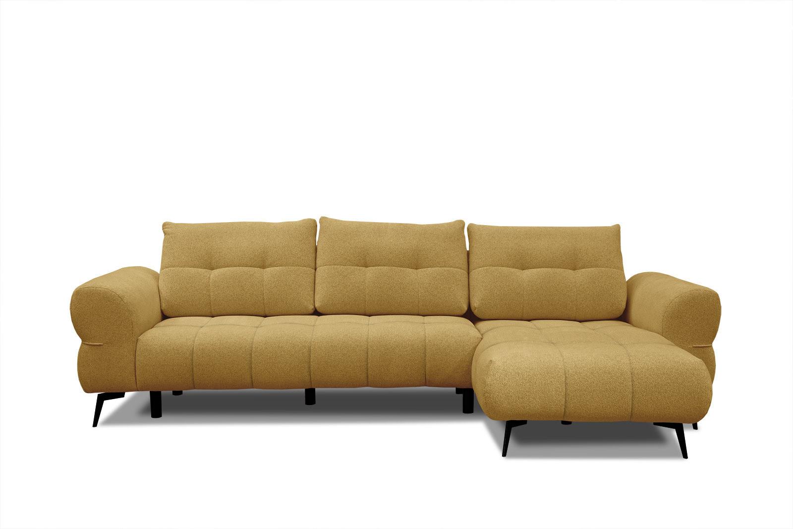 ECKSOFA SALVINI 4-Sitzer, honig - Schwarz/Honig, Holzwerkstoff/Textil (292/158cm) - Wozimo