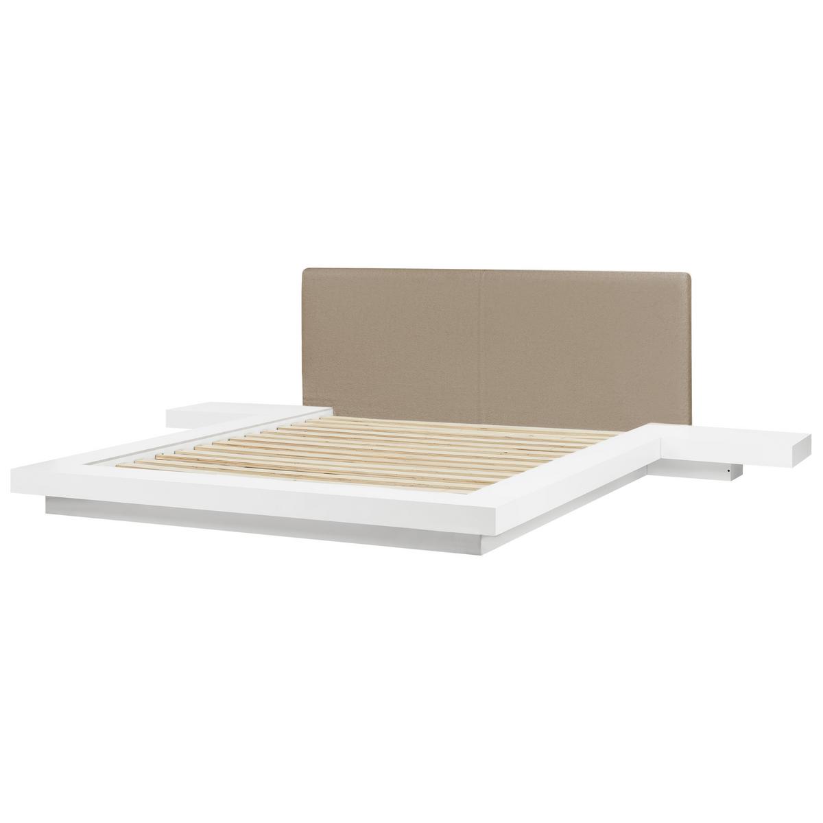 BETT mit LED 160/200 cm MDF-Platte Taupe Zen - Taupe, Holzwerkstoff (160/200cm) - Beliani