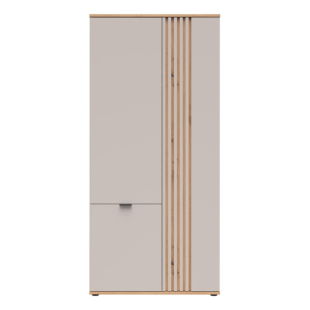 SCHRANK 3 Türen Ezra Kaschmir und Holz - Beige, Holzwerkstoff (90.5/195.5/56cm) - Petits-meubles