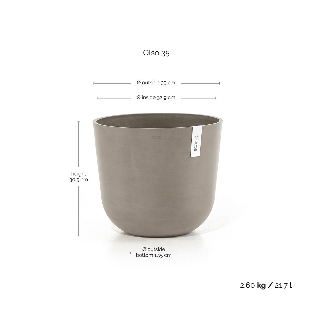 BLUMENTOPF Oslo 35/30,5 cm Taupe - Taupe, Kunststoff (35/30.5cm) - Ecopots