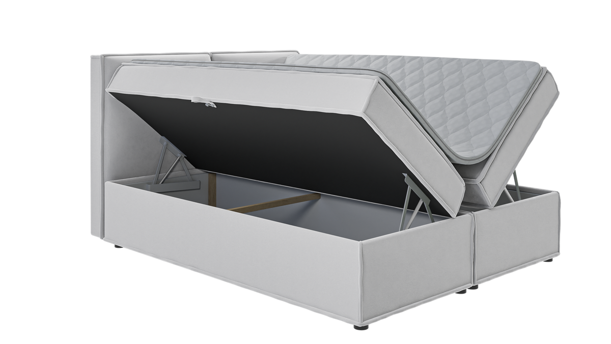 BOXBETT Eclipse 160/200 cm Silber Luxusmicrofaser - Silberfarben/Schwarz, Holz/Kunststoff (160/200cm) - S-Style Möbel