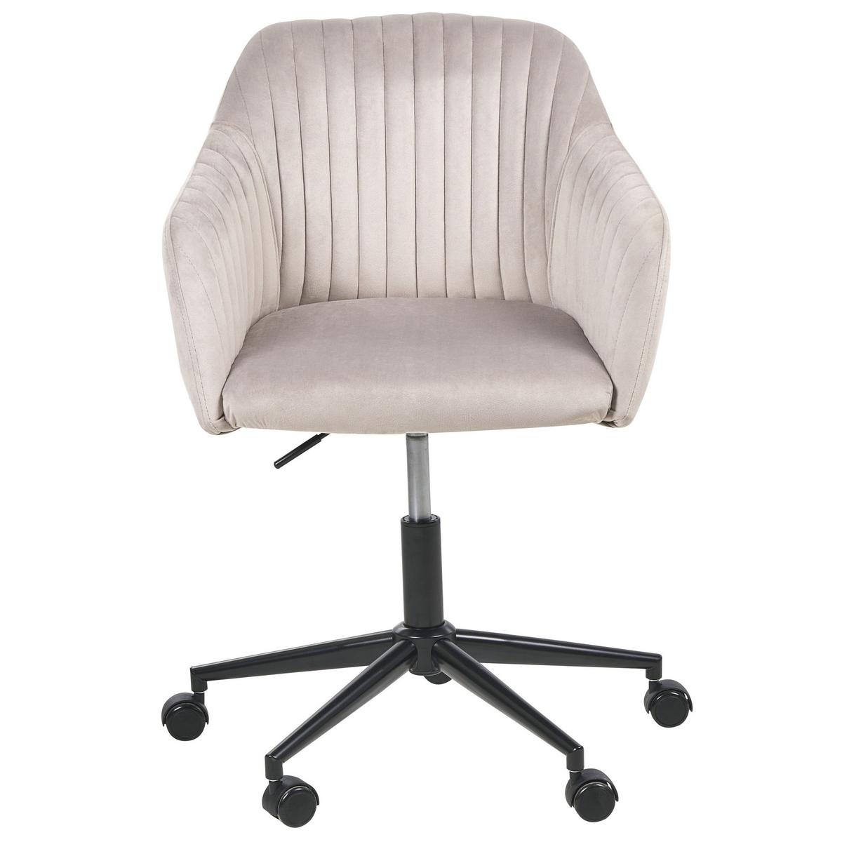 BÜROSTUHL Samtstoff Taupe Venice - Beige/Schwarz, Textil (64/89/64cm) - Beliani