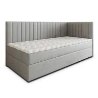 BOXBETT ARIS 90x200 cm mit Matratze und Topper, H2+H3 - Hellgrau - Hellgrau, Holz (90/200cm) - MASSENO