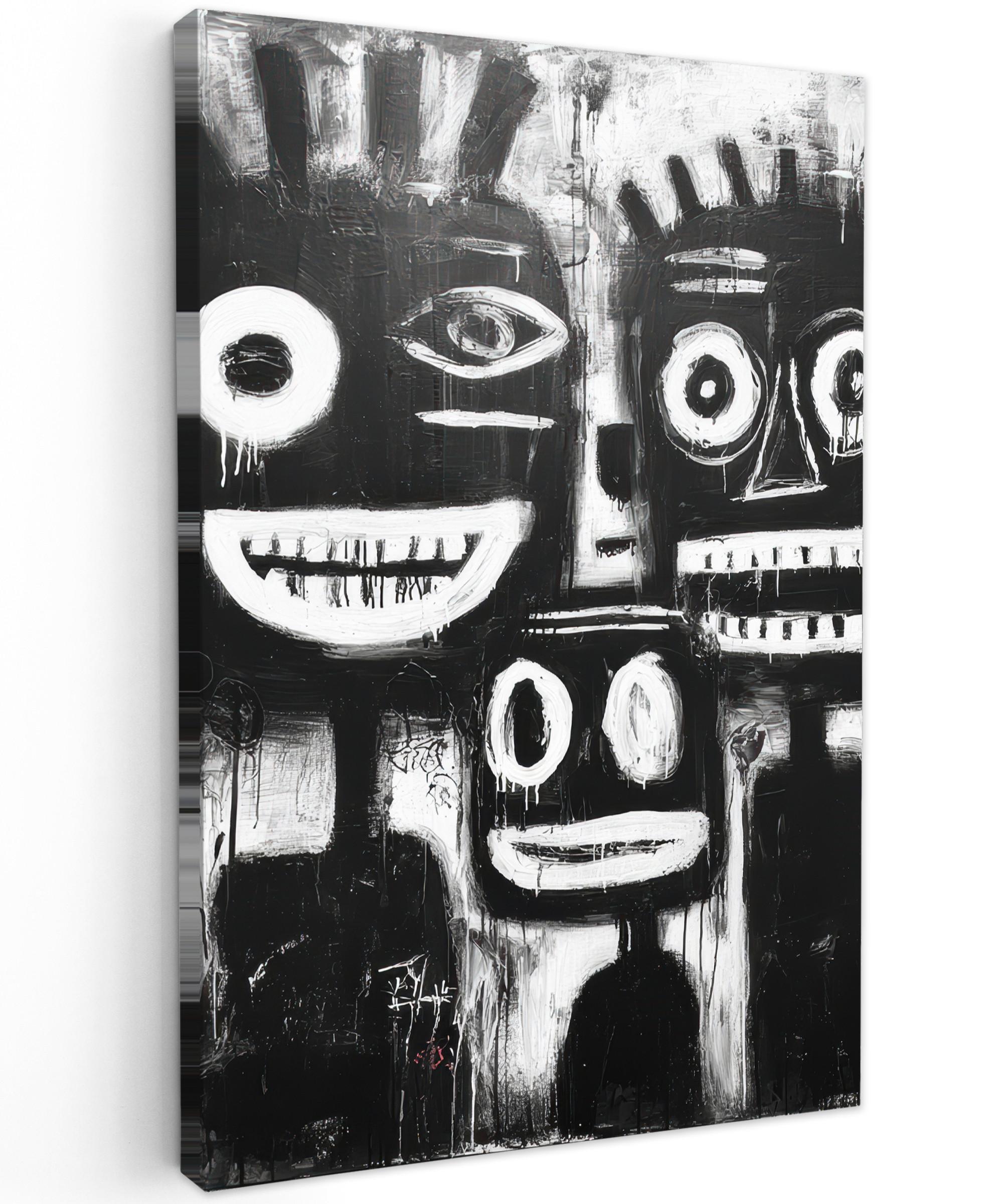 LEINWANDBILD Malerei - Figuren - Schwarz - Abstrakt Deko XXL 80x120 cm - Schwarz, Textil (80/120cm) - MuchoWow