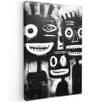 LEINWANDBILD Malerei - Figuren - Schwarz - Abstrakt Deko Wohnzimmer 20x30 cm - Schwarz, Textil (20/30cm) - MuchoWow