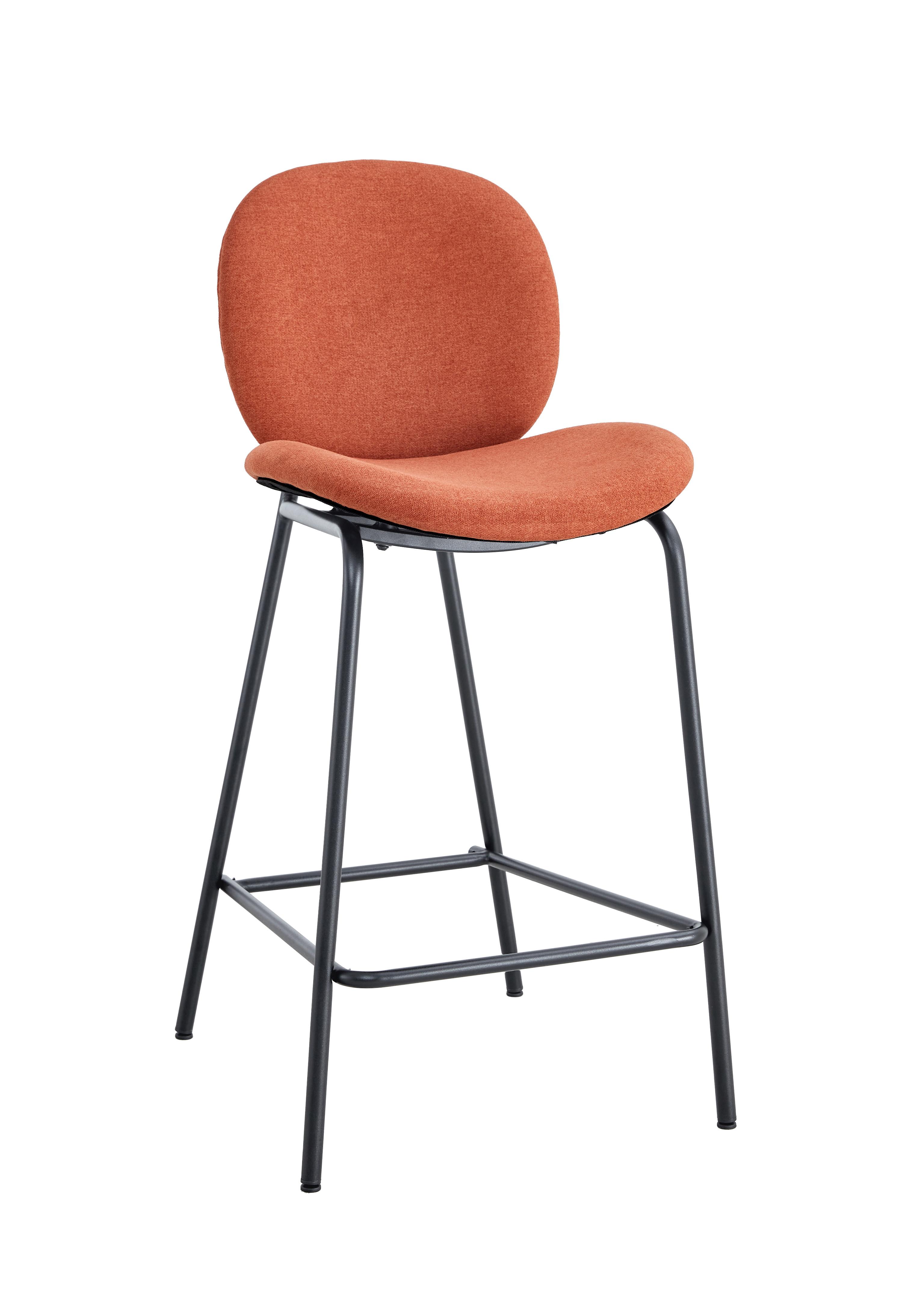 BARHOCKER (Set aus 2) aus Stoff mit schwarzen Metallbeinen - cori 43/54/66 cm - Rot, Textil (54/66/43cm) - Drawer