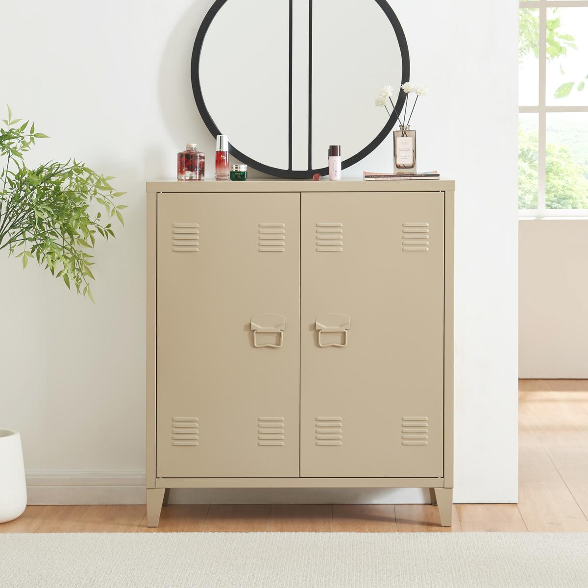 METALLSCHRANK Oripää - Braun, Metall (80/90/33cm) - [en.casa]