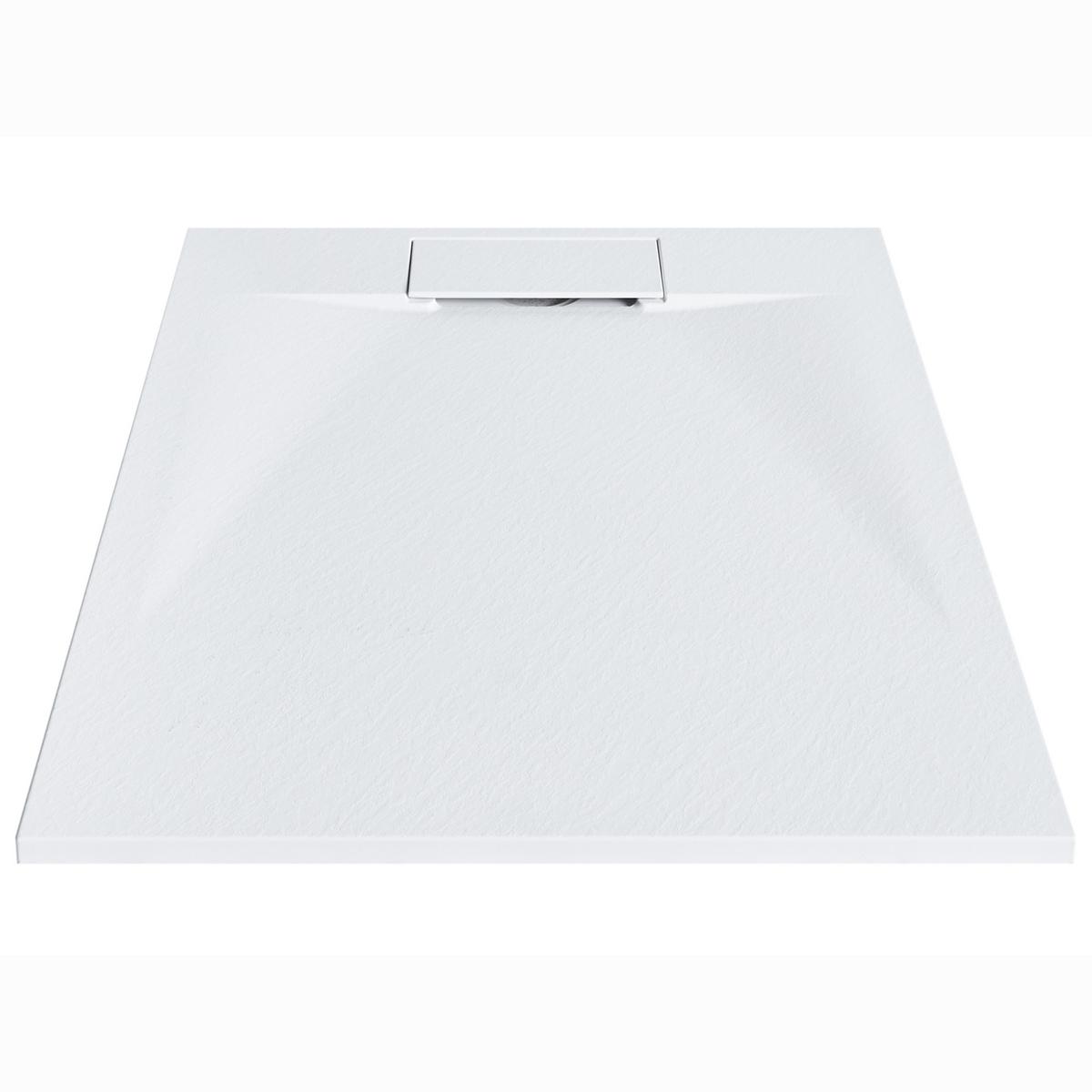 DUSCHWANNE 80/100/3 cm Weiß Azzurro - Weiß, Kunststoff (100/3/80cm) - Beliani