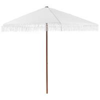 MARKTSCHIRM 258 cm Weiß Murasa - Weiß/Braun, Textil (258/258cm) - Beliani