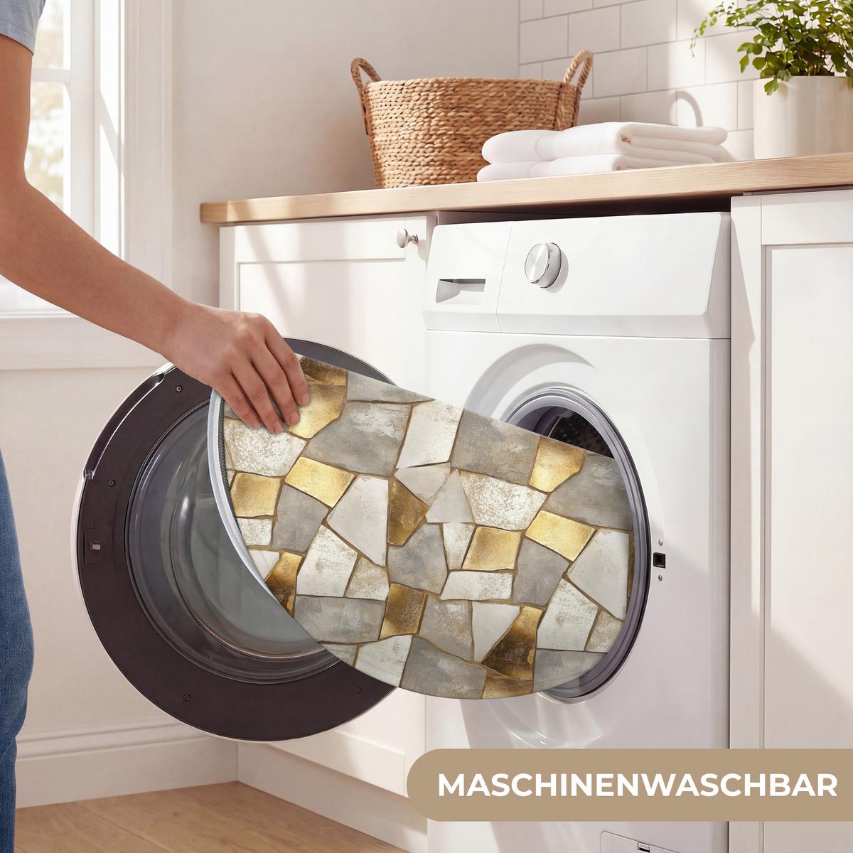 WC-VORLEGER Mosaik - Marmor - Gold Toilettenteppich 70x70 cm - Champagner, Textil (70/1cm) - OnlyWow