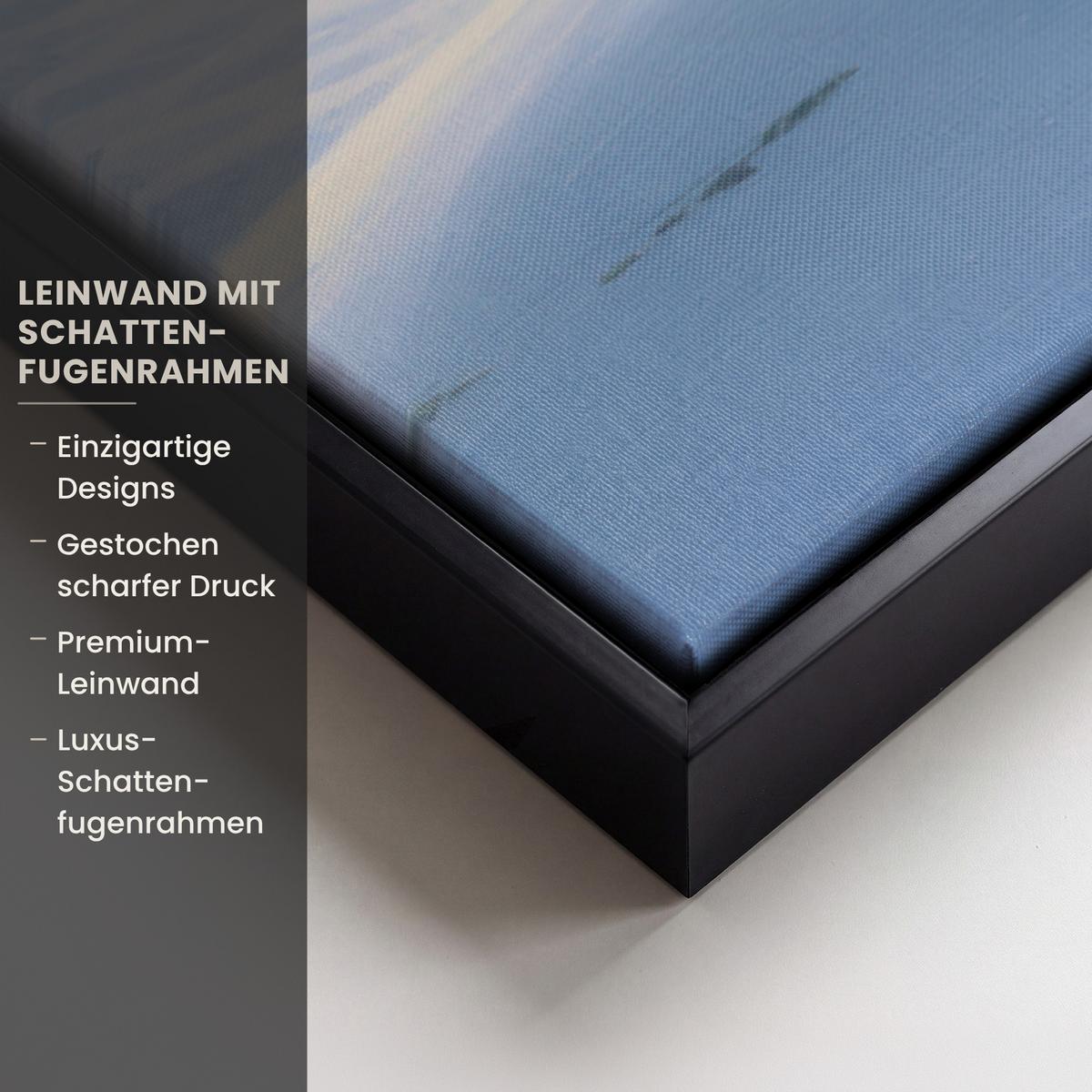 LEINWAND Bilder mit Rahmen - Baum - Jahreszeiten - Winter - Landschaft - 90x60 - Multicolor, Textil (90/60cm) - MuchoWow