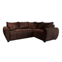 ECKSOFA MADISON L R-S Braun Plüsch-Stoff mit Schlaffunktion - Schwarz/Braun, Holz/Kunststoff (235/175cm) - MASSENO