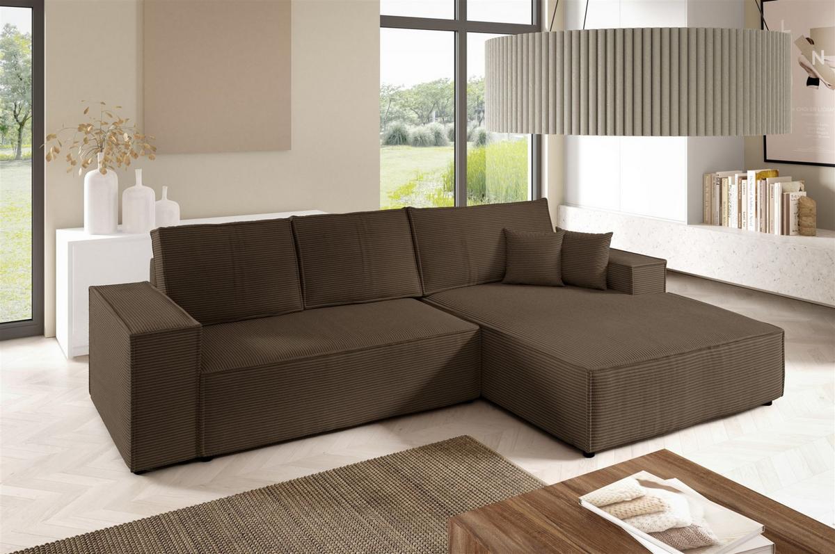 ECKSOFA Corunia In Poso - Braun, Holzwerkstoff/Textil (294/185cm) - Fun Möbel