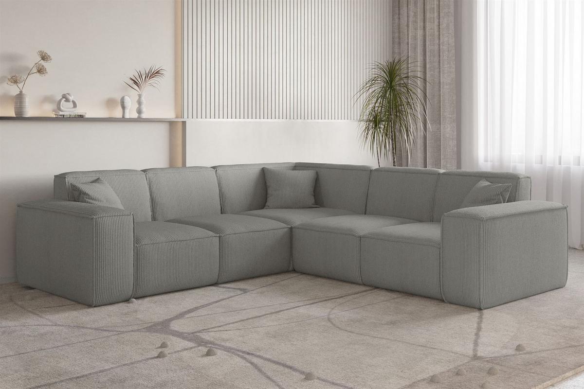 SOFA Celes Premium Stoff Scala - Grau, Holzwerkstoff/Textil (246/246cm) - Fun Möbel