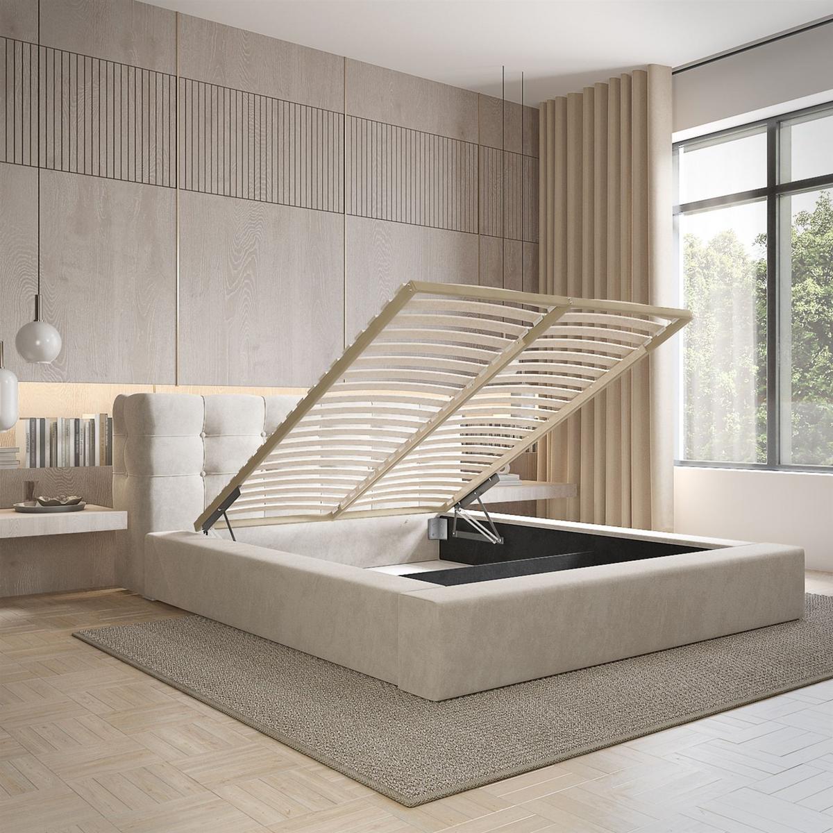 POLSTERBETT Antonio In Ditra - Beige, Holzwerkstoff/Textil (160/200cm) - Fun Möbel