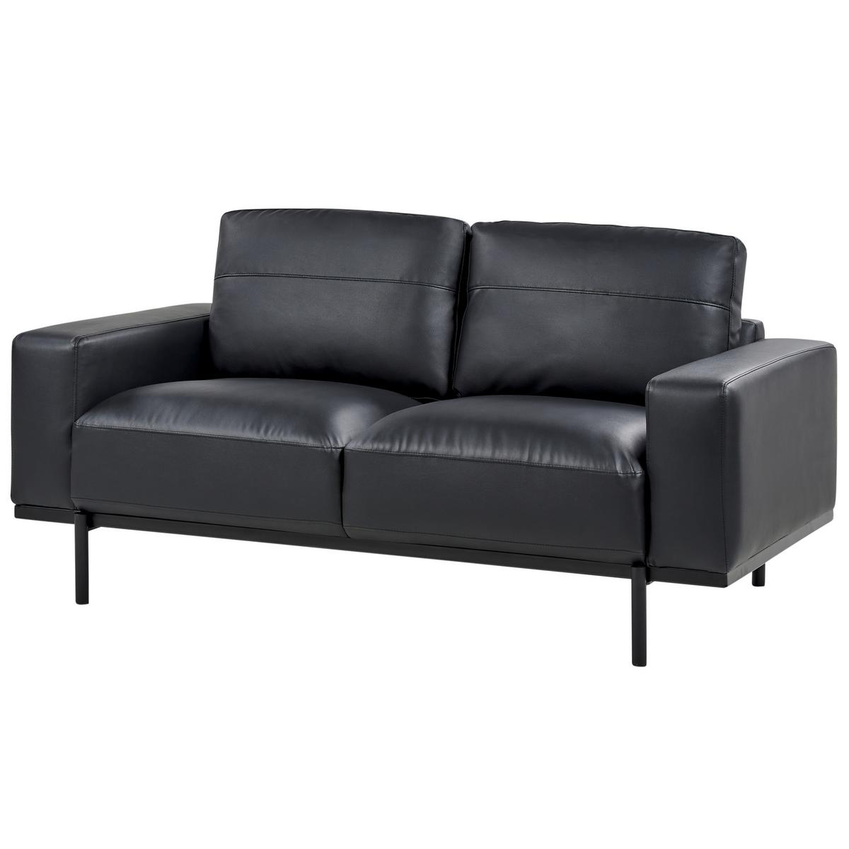 2-SITZER-SOFA Kunstleder schwarz Sovik - Schwarz, Kunststoff/Textil (156/72/87cm) - Beliani