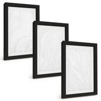 BILDER SET 3er Set - 20x30 cm Schwarzer Rahmen - Elegante Marmorstruktur - Schwarz, Kunststoff (20/30cm) - TULUP