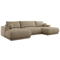 WOHNLANDSCHAFT RINA U Dunkelbeige Strukture - Beige/Schwarz, Kunststoff/Textil (360/85/170cm) - MKS
