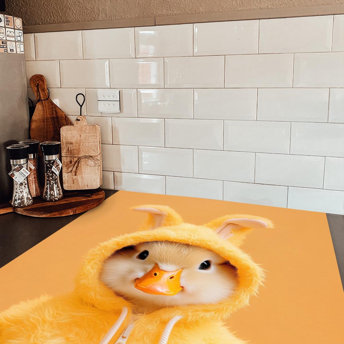 HERDABDECKPLATTE Osterhase - Kostüm - Ente Induktionsmatte 78x78 cm - Gelb, Kunststoff (78/78/0.2cm) - MuchoWow