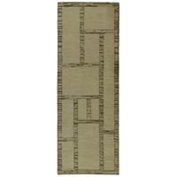LÄUFER handgetuftet GANNEL, in Salbeigrün, Blockdesign, 80 x 230 cm - Grün, Textil (80/230cm) - KADIMA DESIGN