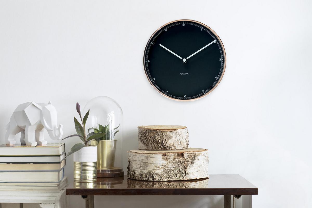 WANDUHR Design Schwarz 30/30 cm - Schwarz, Glas/Holzwerkstoff (30/30/5cm) - ONZENO