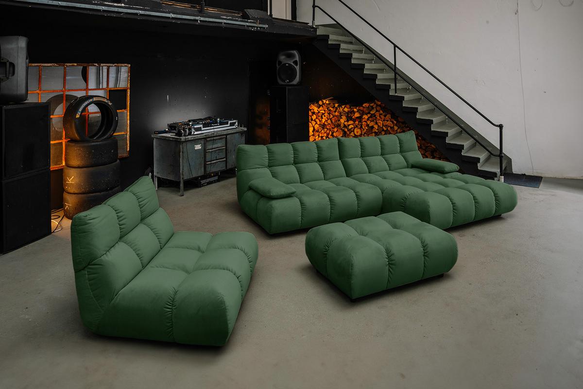 SITZGRUPPE VIVIEN 3ER SET Smaragdgrün Velvet (1er-Set) - Smaragdgrün, Kunststoff/Textil (510/85/359cm) - KAWOLA