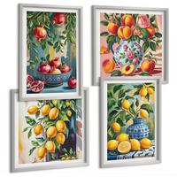 BILDER SET 4er Set - 50x50 cm & 40x60 cm Silberner Rahmen - Fruchtzusammensetzungen - Silberfarben, Kunststoff (50/50cm) - TULUP