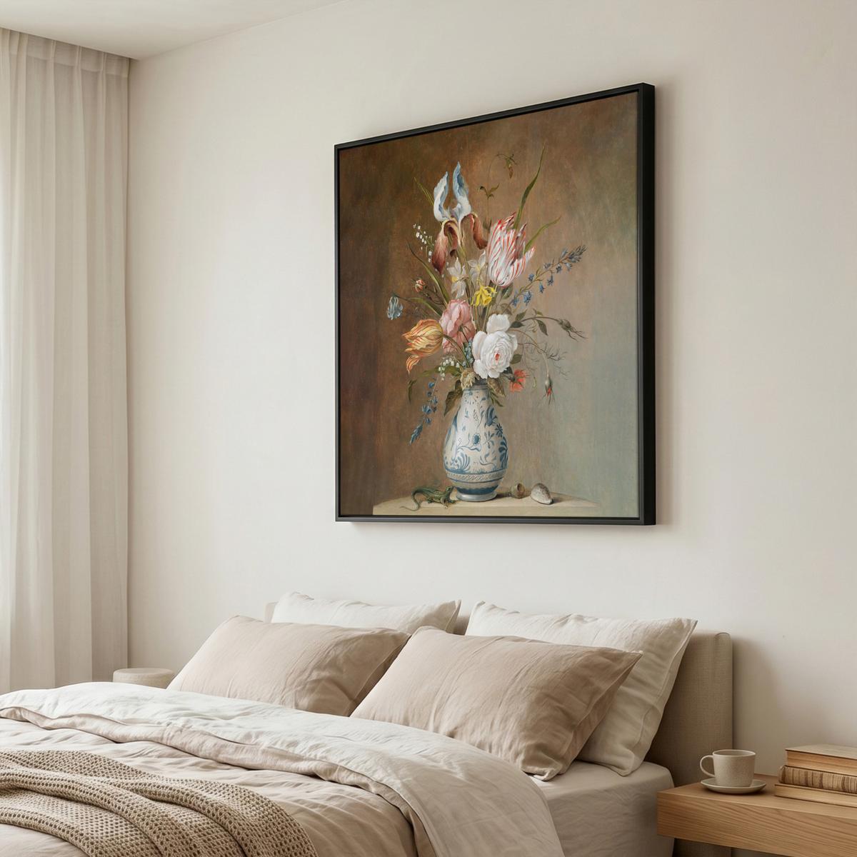 LEINWAND Bilder mit Rahmen - Alte Meister - Blumen - Balthasar van der Ast - 90x90 - Hellbraun, Textil (90/90cm) - MuchoWow