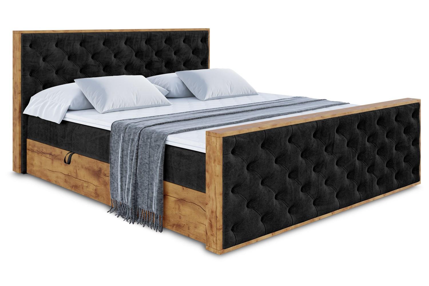 BOXBETT mit Matratze H4 und Lattenrost - LOLLI3-Z - 200x200 - Schwarz Casablanca - Schwarz, Holzwerkstoff (200/200cm) - ALTDECOR