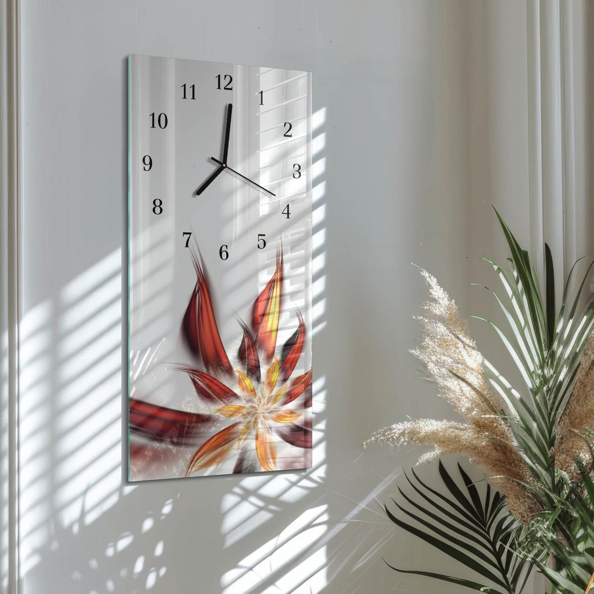 WANDUHR aus Glas 30x60 cm - Blume - Multicolor, Glas (30/60/0.4cm) - TULUP