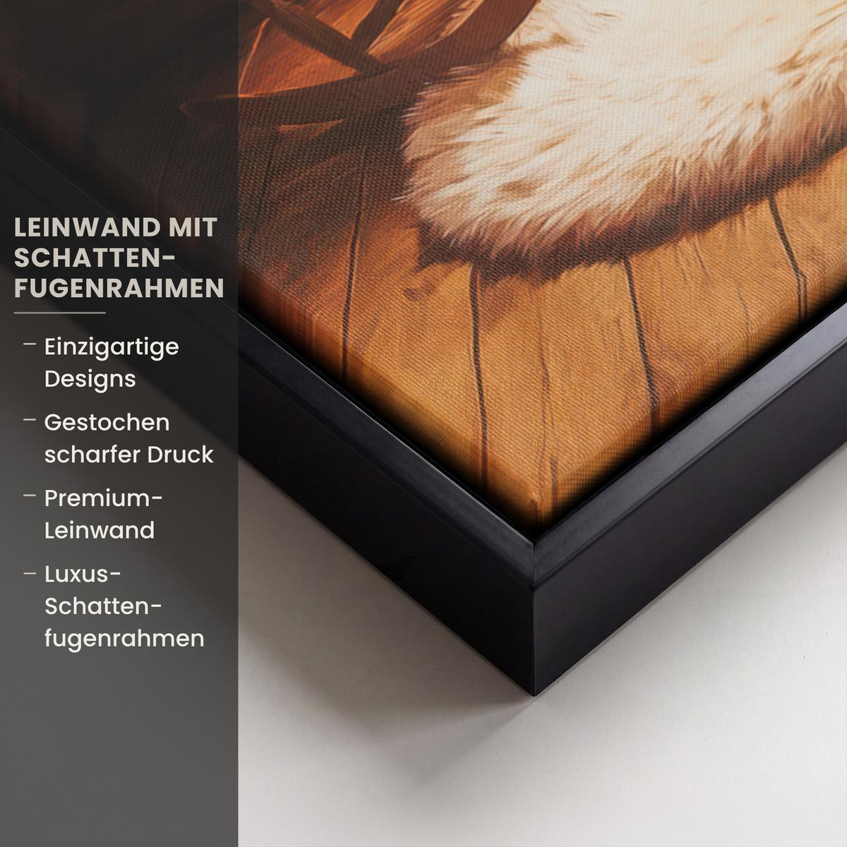 LEINWAND Bilder mit Rahmen - Winter - Weihnachten - Zuhause - Kamin - 50x70 - Bernsteinfarben, Textil (50/70cm) - MuchoWow