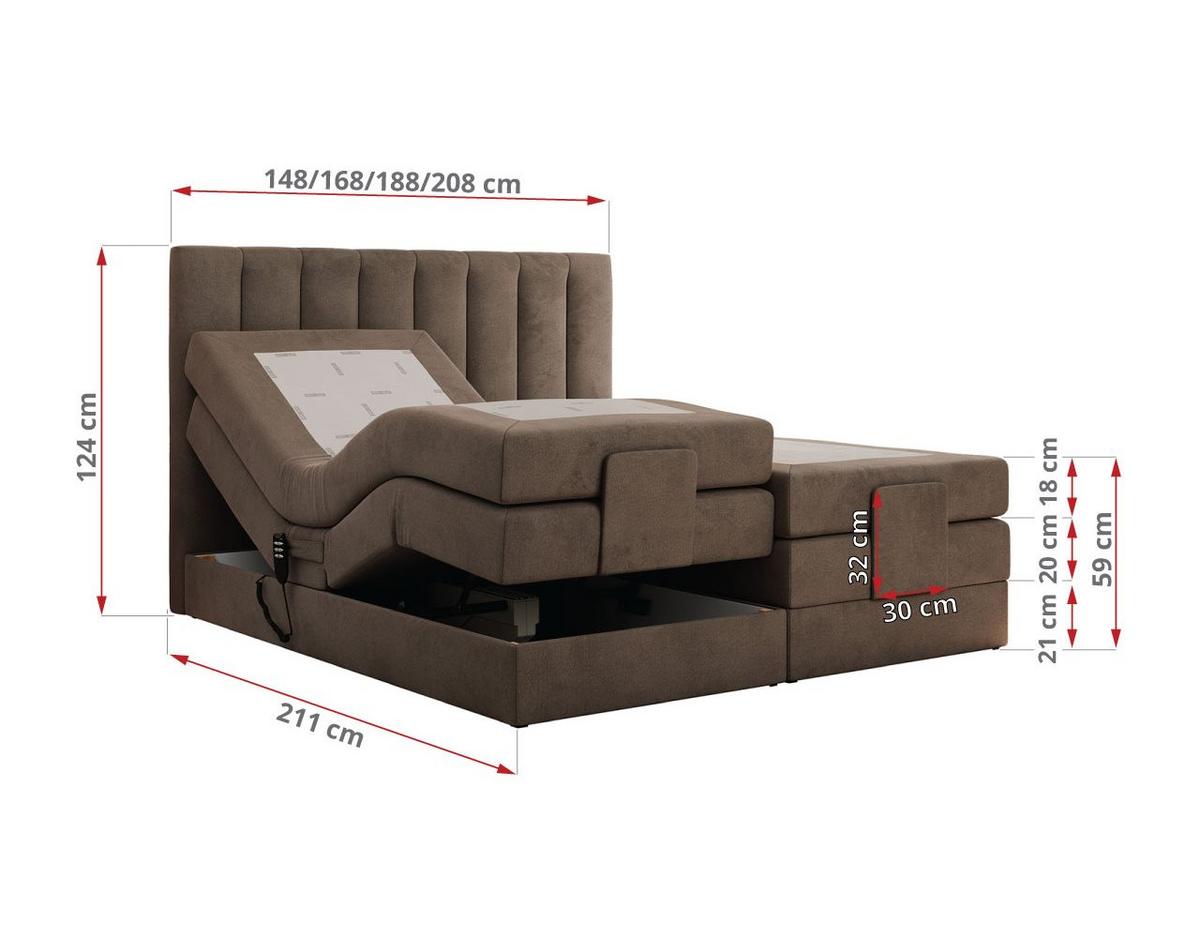 BOXBETT COMFORTO 140/200 - Braun Velvet - H4 - Braun, Holz/Textil (140/200cm) - MKS