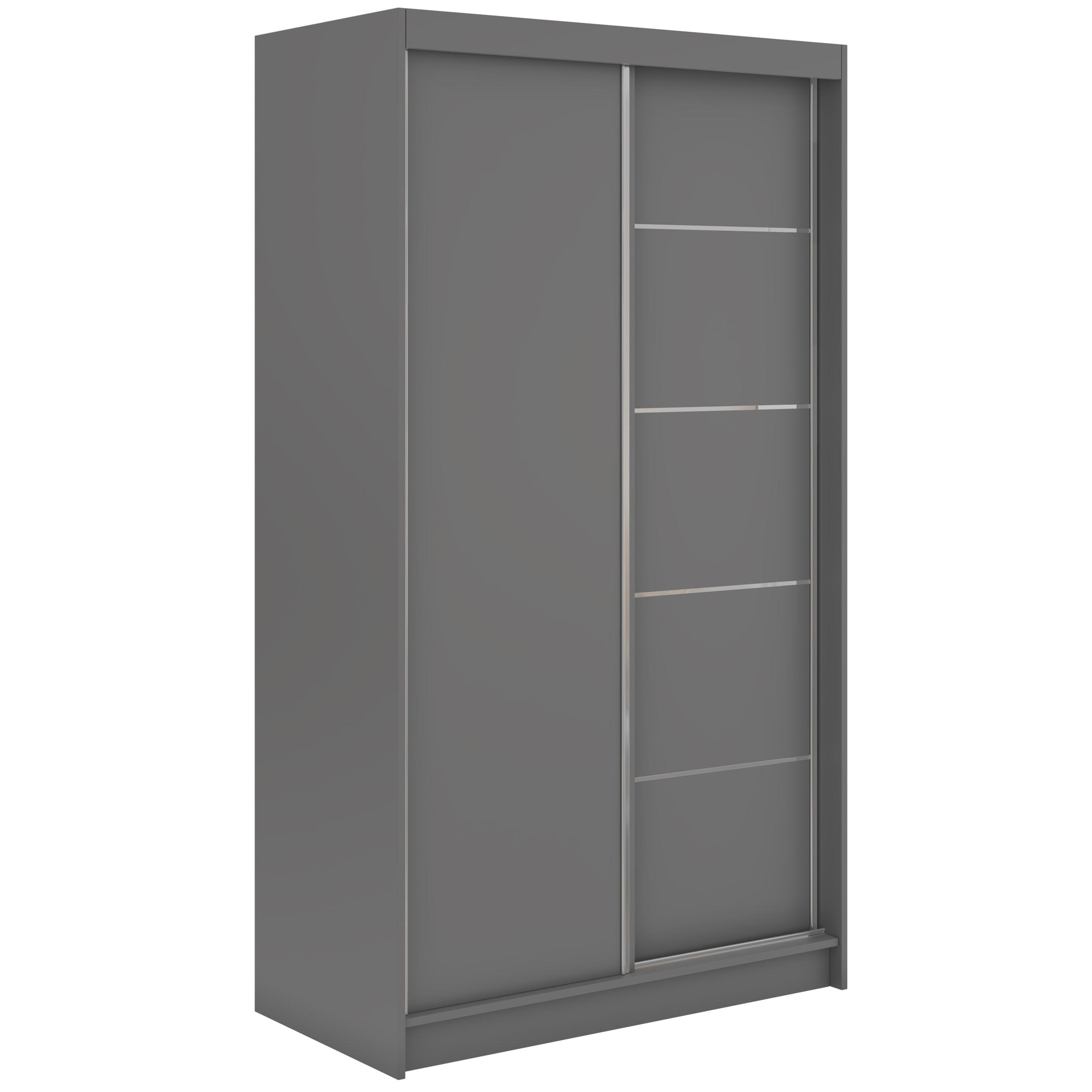 SCHWEBETÜRENSCHRANK mit Schubladen 120 - MACEDONIA - Grau - Alufarben/Grau, Holzwerkstoff/Metall (120/216/61cm) - MKS