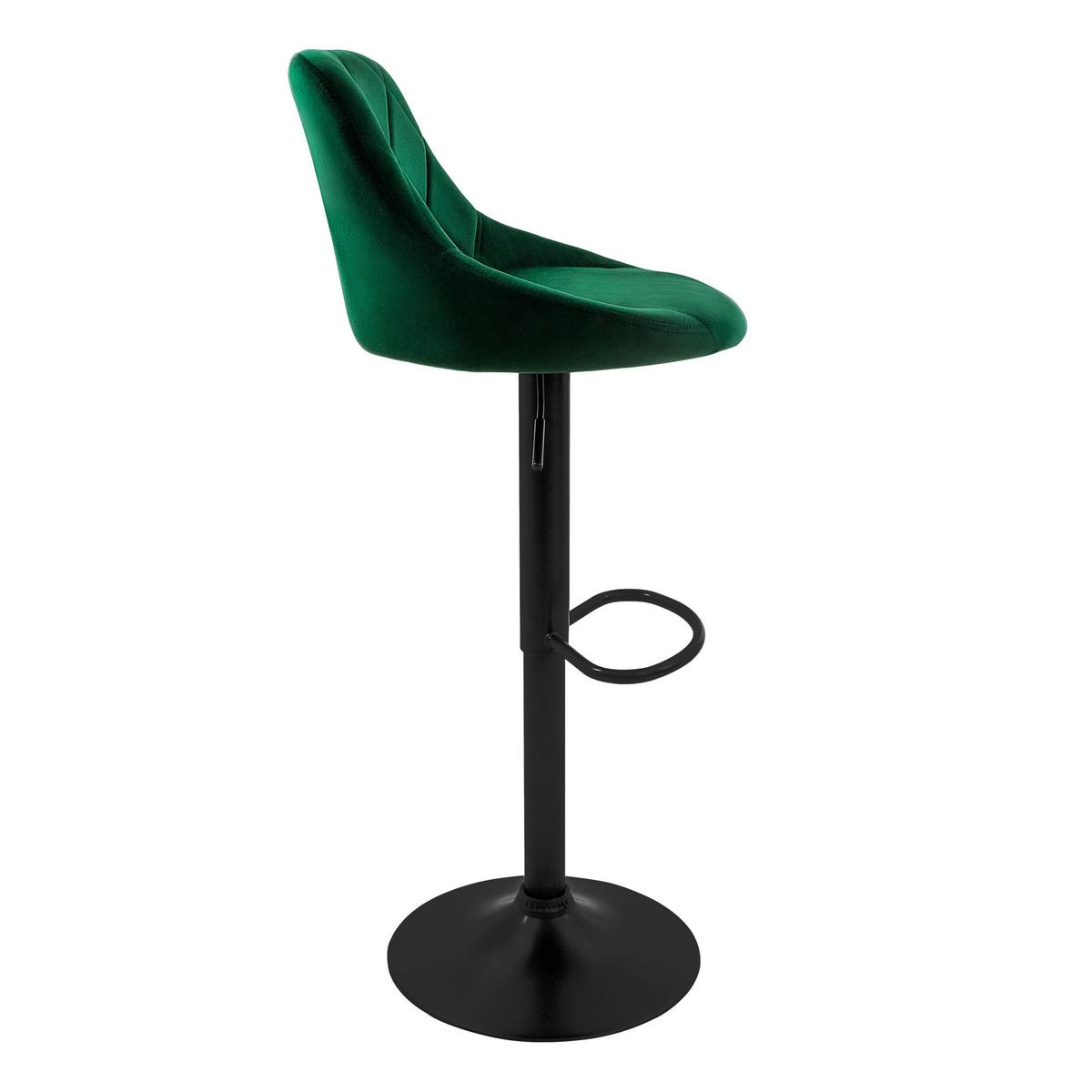 BARHOCKER 2er Set aus Samt Grün höhenverstellbar/drehbar - Schwarz/Grün, Metall (37/106/47cm) - ML-DESIGN