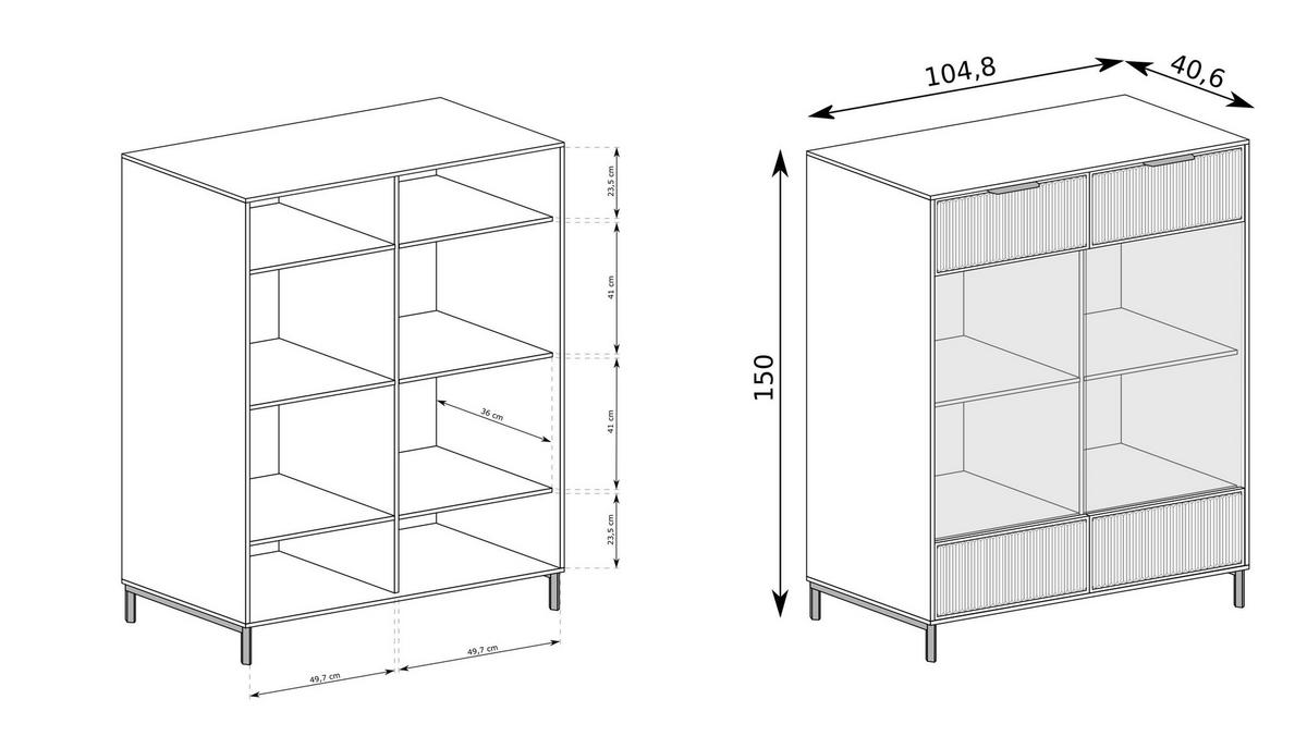 VITRINE ZIGO 150 / 104,8 cm in Kaschmir - Kaschmir, Holzwerkstoff (104.8/150/40.6cm) - MASSENO