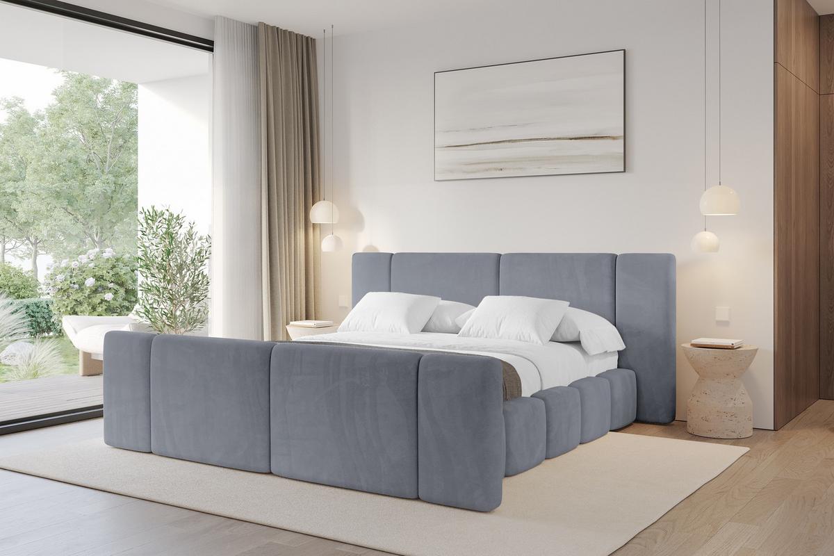 POLSTERBETT mit Bettkasten, Fußteil und Lattenrost, Bett mit Matratze H3/H4 - NILO-Z 140x200 Grau - Grau, Holzwerkstoff/Textil (140/200cm) - ALTDECOR