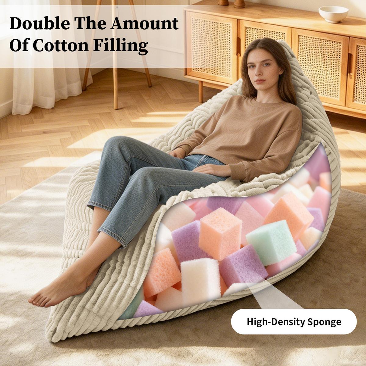 SITZSACK XXL 3-IN-1 aus Kordsamt als Sessel, Sofa und Bett - Weiß, Textil (180/25/125cm) - Urban Meuble