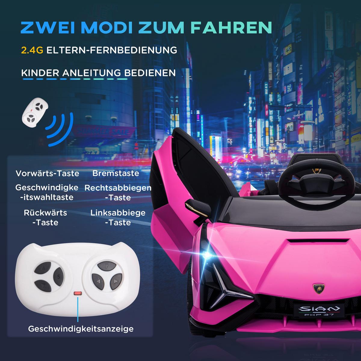 KINDERFAHRZEUG SUV-Auto-Spielzeug mit Fernbedienung Musik Rosa - Hellrosa, Metall (108/62/40cm) - HOMCOM