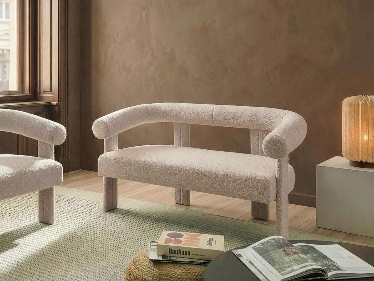 2-SITZER-SOFA Bouclé Hellbeige Ilbro - Beige, Textil (138/76/68cm) - Beliani