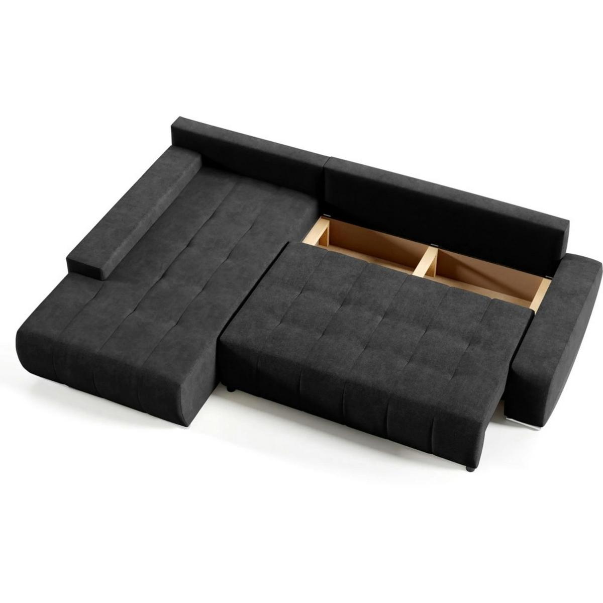 ECKSCHLAFSOFA Draco mit Schlaffunktion, links, Anthrazit - Anthrazit/Silberfarben, Textil/Metall (267/186cm) - Beautysofa
