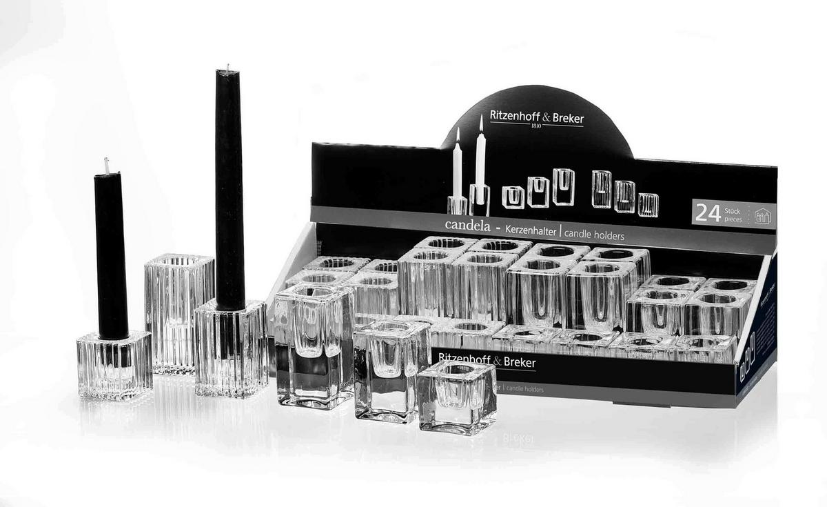 KERZENHALTER Candela transparent 4 / 6 / 8 cm 6-tlg. - Transparent, Glas (2/2/2cm) - Ritzenhoff Breker